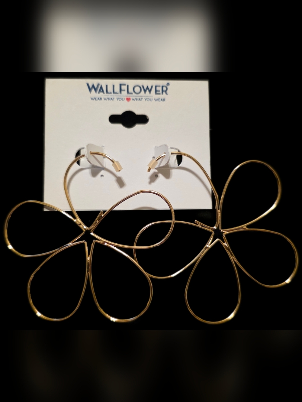 Large Goldtone Floral Wire Hoop Earrings